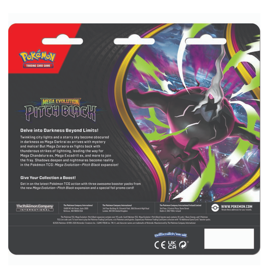 Pokémon TCG: Mega Evolution – Pitch Black 3-Pack Blister | Promo Card Included | PRE-ORDER 17/07/2026
