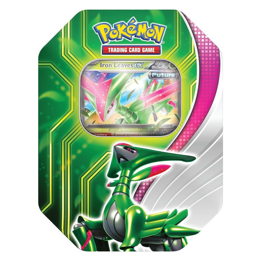 Pokémon TCG: Paradox Clash Tin — Iron Leaves ex (4 Packs + Foil Promo) | Sealed