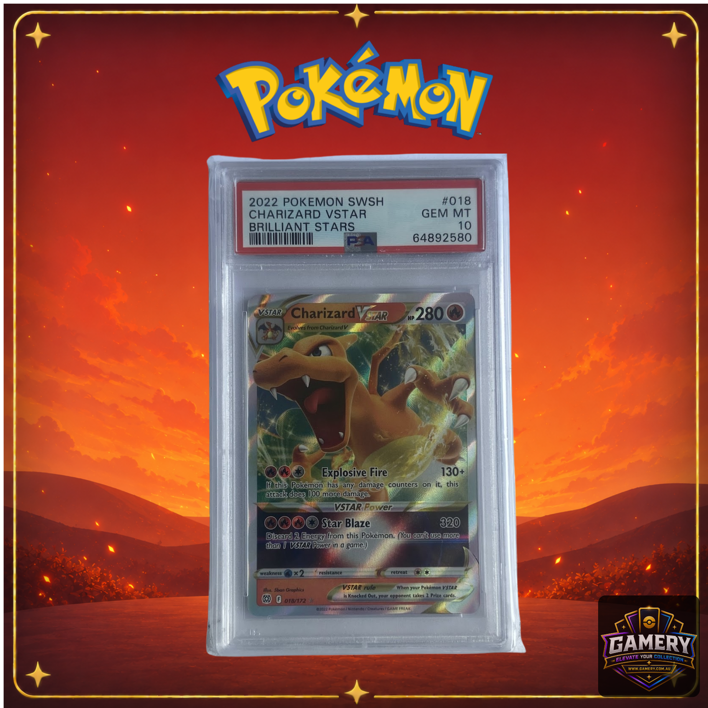 Charizard VSTAR 18/172 Brilliant Stars PSA 10 | Graded Pokemon Card