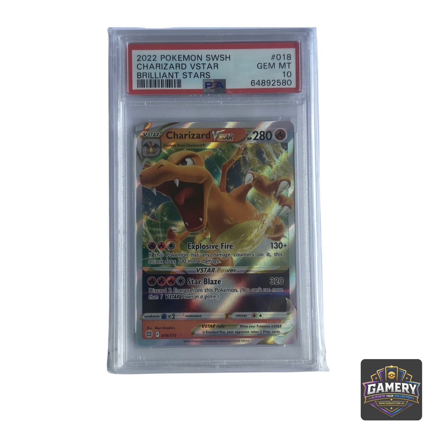 Charizard VSTAR 18/172 Brilliant Stars PSA 10 | Graded Pokemon Card