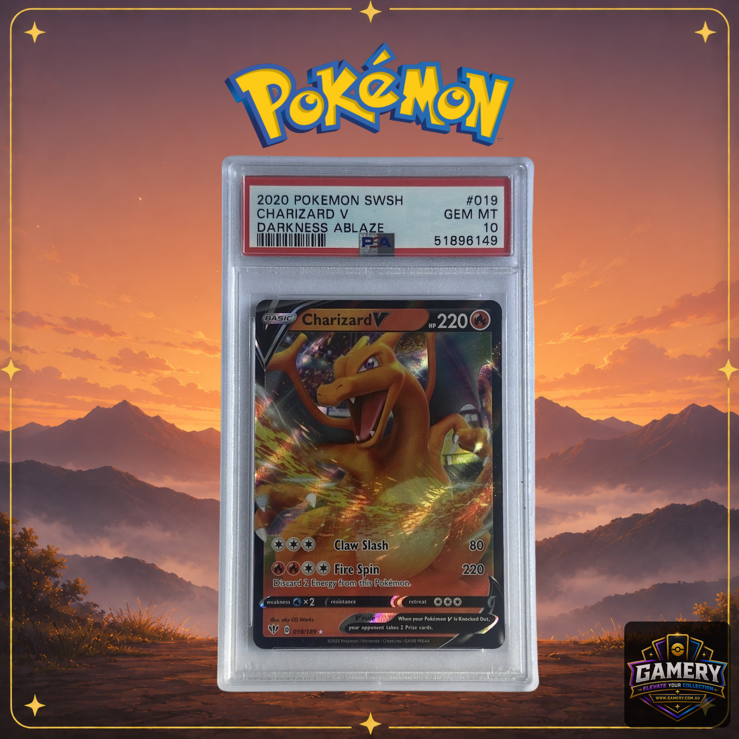 Charizard V 019/189 Darkness Ablaze PSA 10 | Graded Pokemon Card
