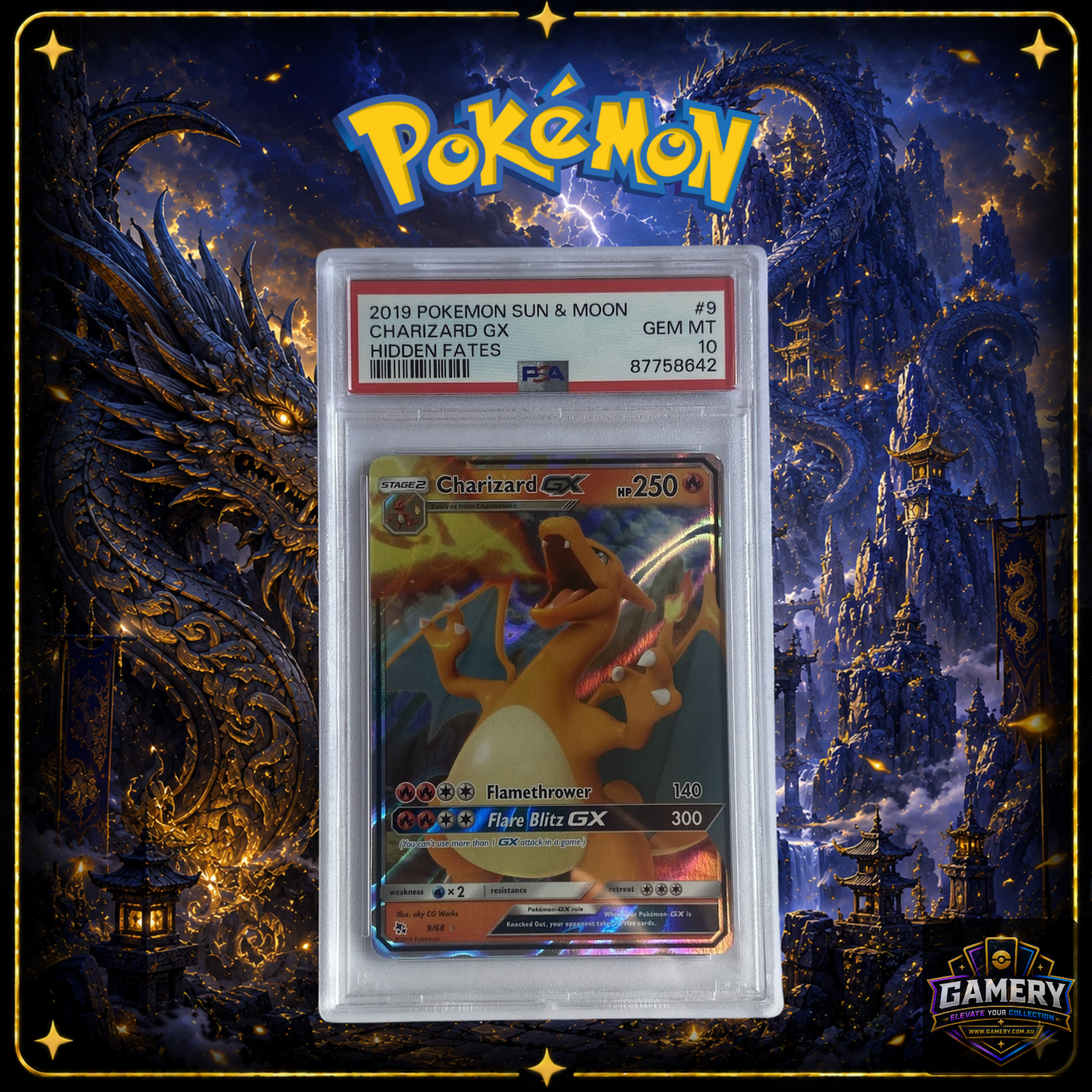 Charizard GX 9/68 Hidden Fates PSA 10 | Graded Pokemon Card