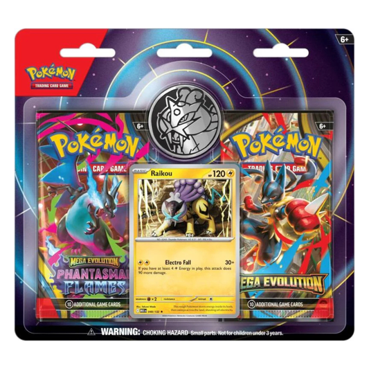 Pokémon TCG – Raikou 2-Pack Blister (Phantasmal Flames + Mega Evolution) | Holo Promo