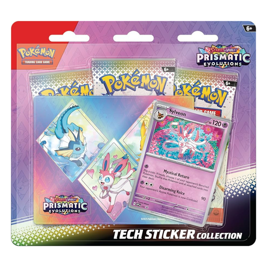 Pokémon TCG: Prismatic Tech Sticker Collection | 3 Booster Packs + Promo Card