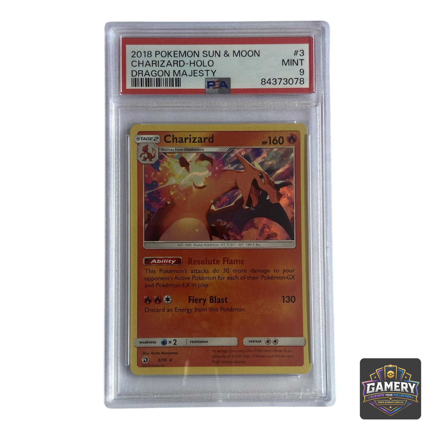 Charizard Holo 3/70 Dragon Majesty PSA 9 Mint | Graded Pokemon Card