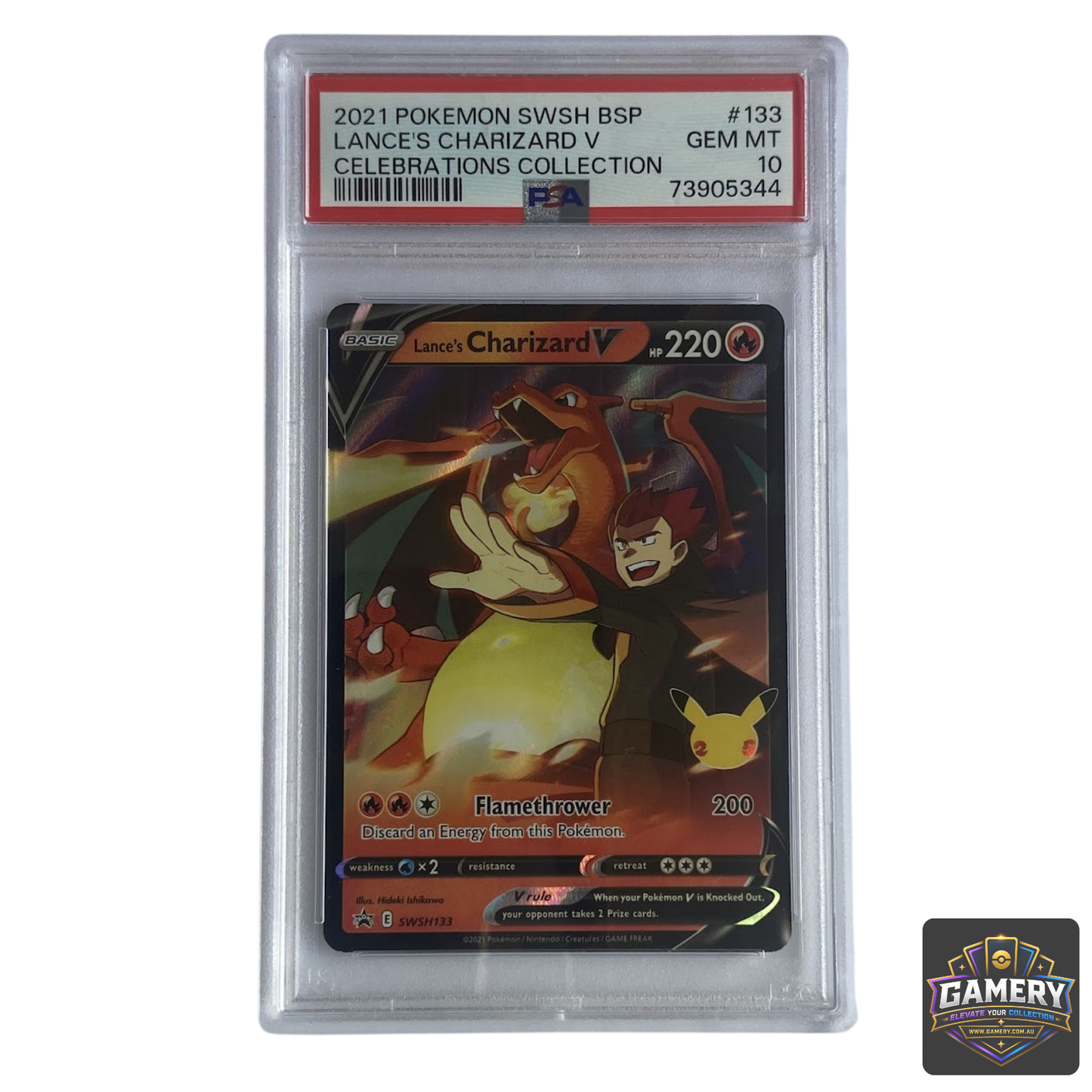 Lance's Charizard V SWSH133 Celebrations Collection PSA 10 | Graded Pokemon Card