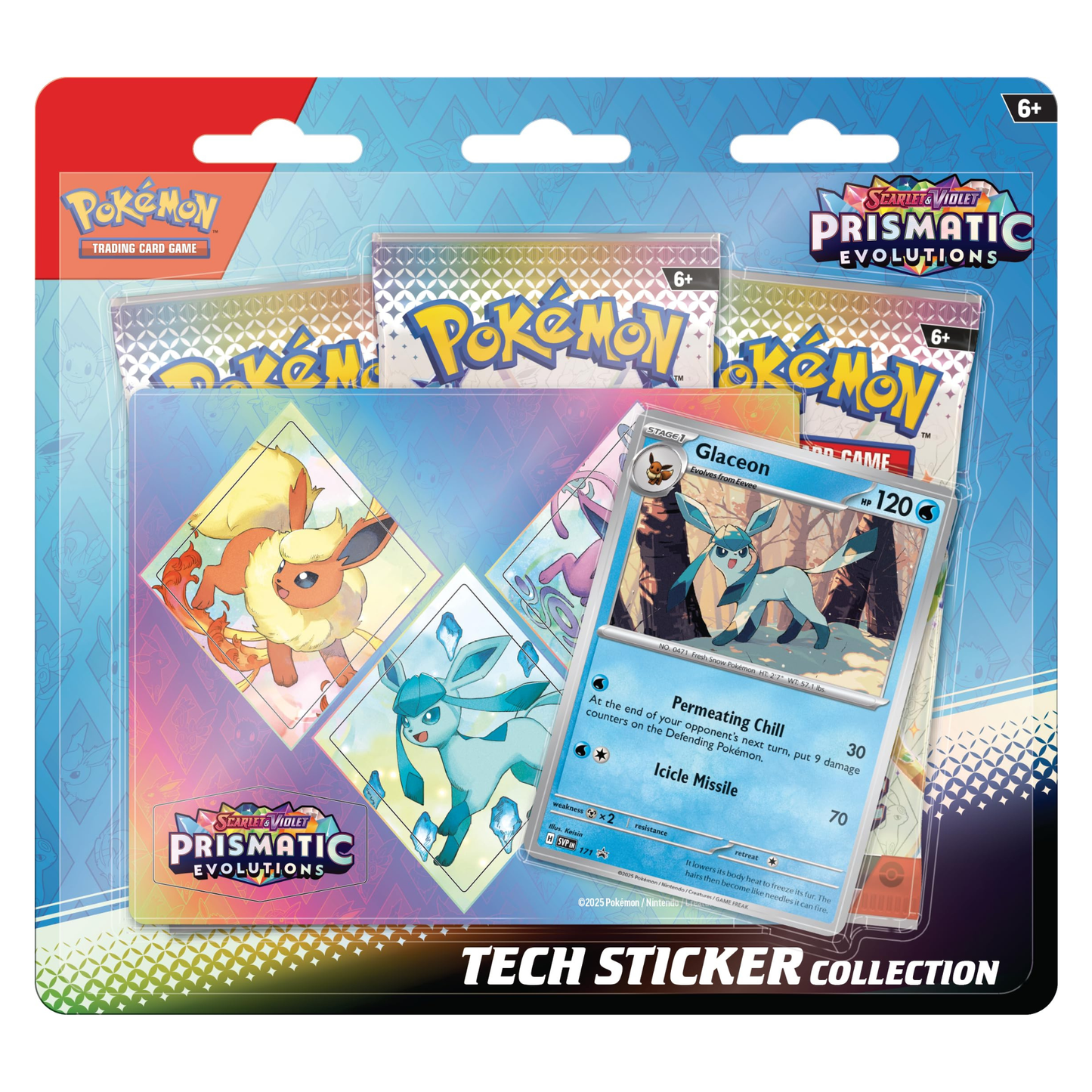 Pokémon TCG: Prismatic Tech Sticker Collection | 3 Booster Packs + Promo Card