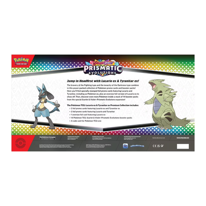 Pokémon TCG Prismatic Evolutions Lucario & Tyranitar Premium Collection | 14 Packs + Promos | PRE-ORDER 22/06/2026