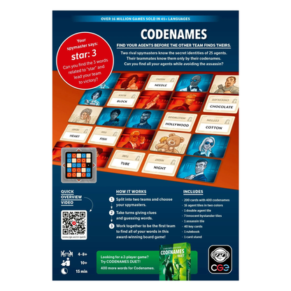 Codenames Board Game | Team-Based Word & Clue Game