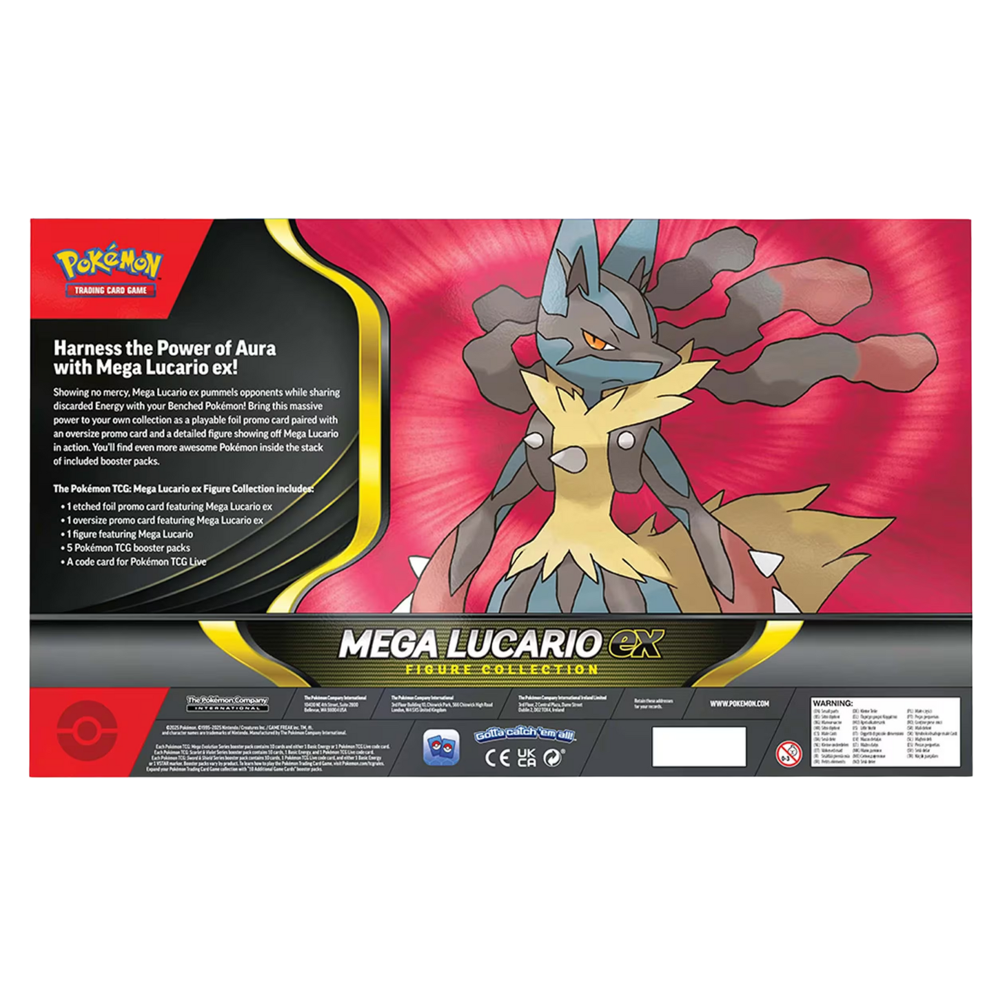 Pokémon TCG: Mega Lucario ex Figure Collection | 5 x Boosters, Promo card, Jumbo promo, Mega Lucario Figurine