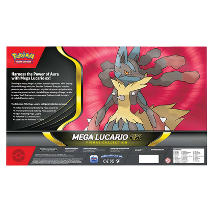 Pokémon TCG: Mega Lucario ex Figure Collection | 5 x Boosters, Promo card, Jumbo promo, Mega Lucario Figurine