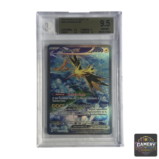 Pokemon TCG Zapdos ex 202/165 English BGS 9.5 Gem Mint Graded Card