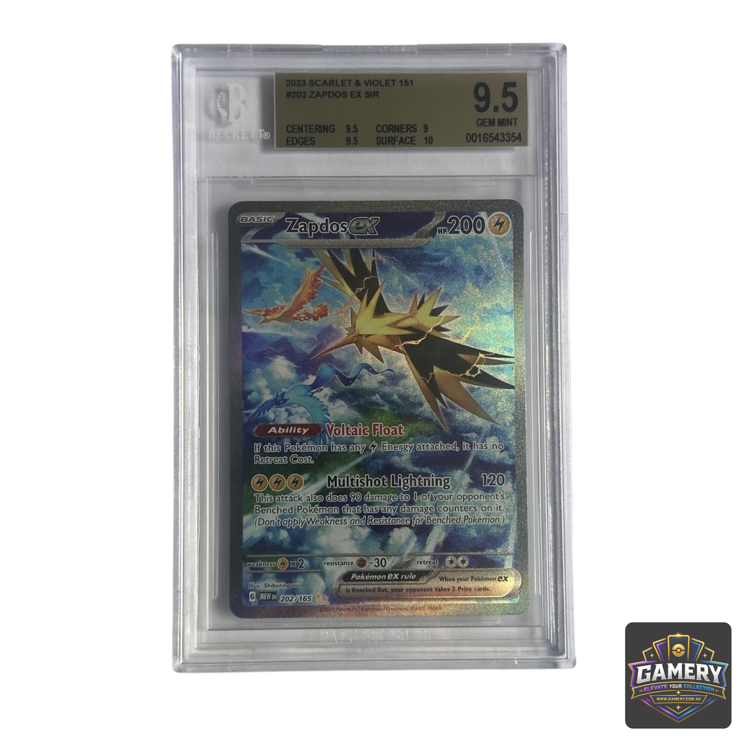 Pokemon TCG Zapdos ex 202/165 English BGS 9.5 Gem Mint Graded Card