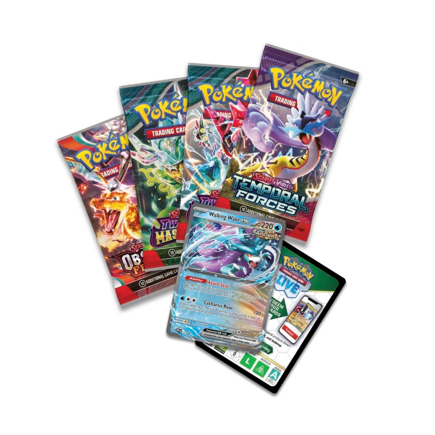 Pokémon TCG: Paradox Clash Tin — Walking Wake ex (4 Packs + Foil Promo) | Sealed