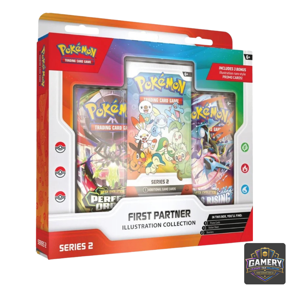 Pokemon TCG First Partner Illustration Collection Series 2 Box | 3 Promo Cards + 2 Booster Packs