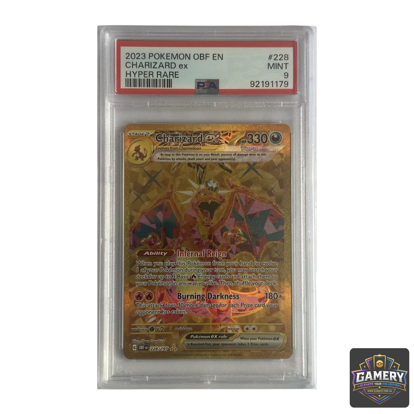 Charizard ex 228/197 Obsidian Flames Hyper Rare PSA 9 Mint Graded Card