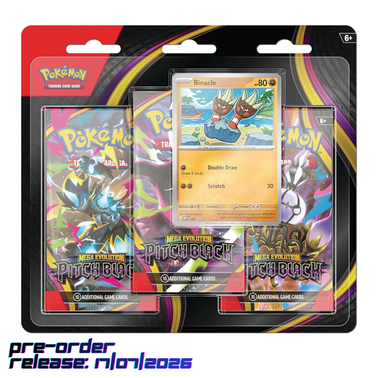 Pokémon TCG: Mega Evolution – Pitch Black 3-Pack Blister | Promo Card Included | PRE-ORDER 17/07/2026