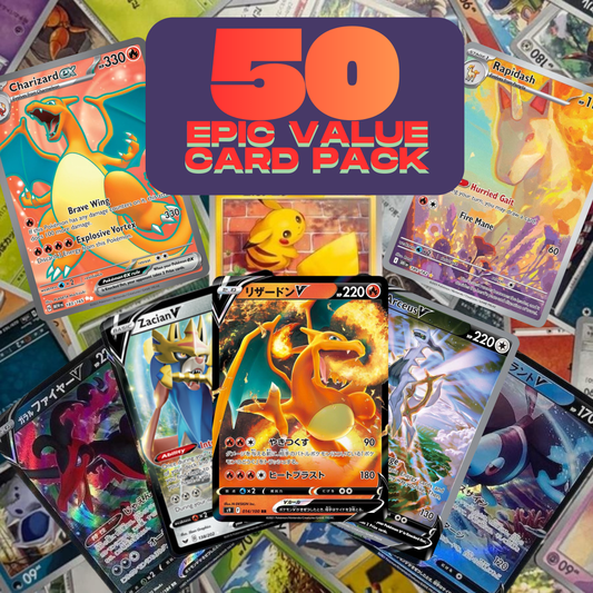 Pokémon TCG 50-Card Value Pack – No Duplicates – 1 Ultra Rare + 1 Double Rare